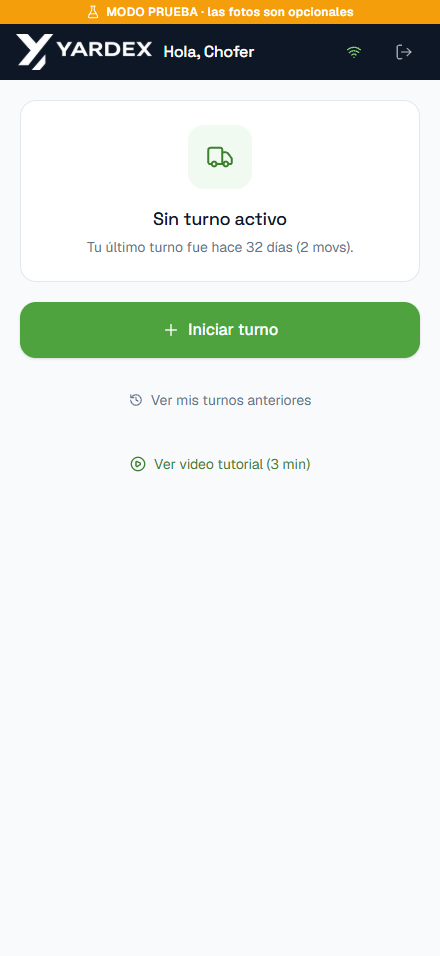 App móvil de Yardex YMS usada por el operador de patio